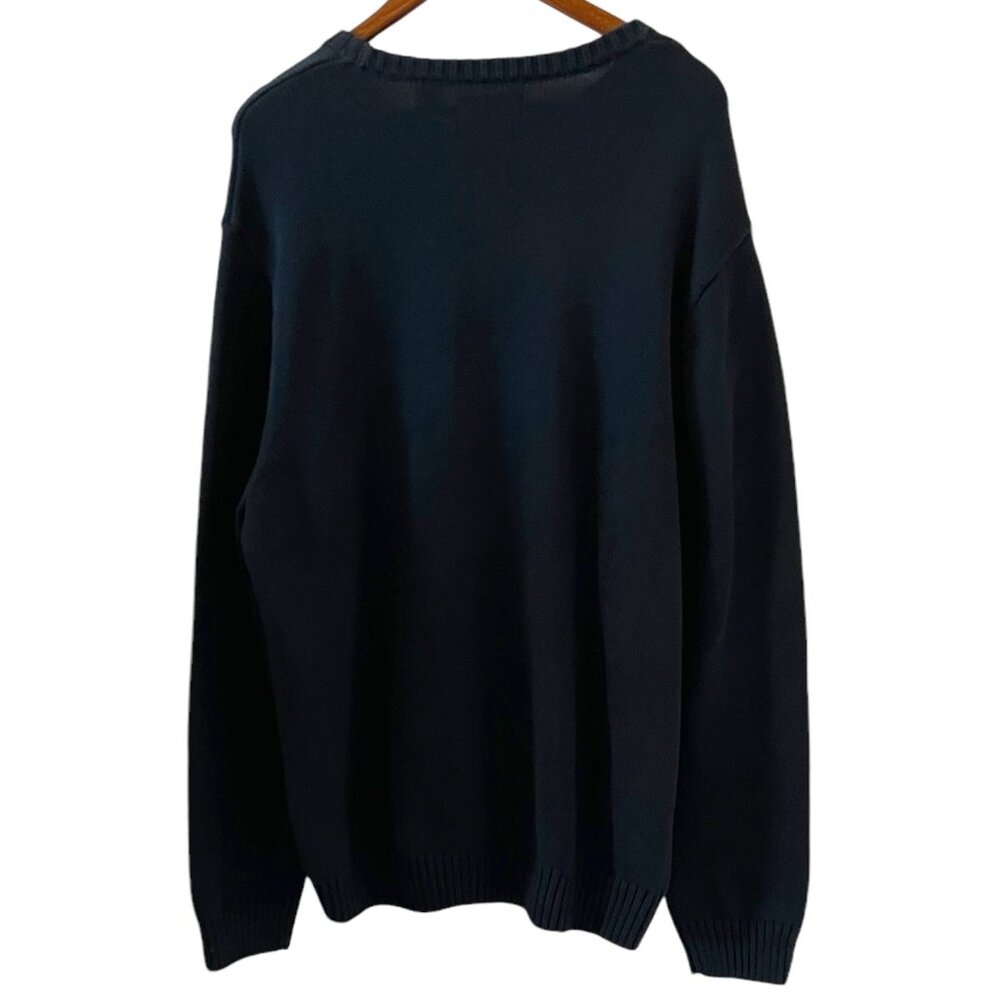 Chaps Navy Crewneck Sweater with American Flag - Picture 6 of 11